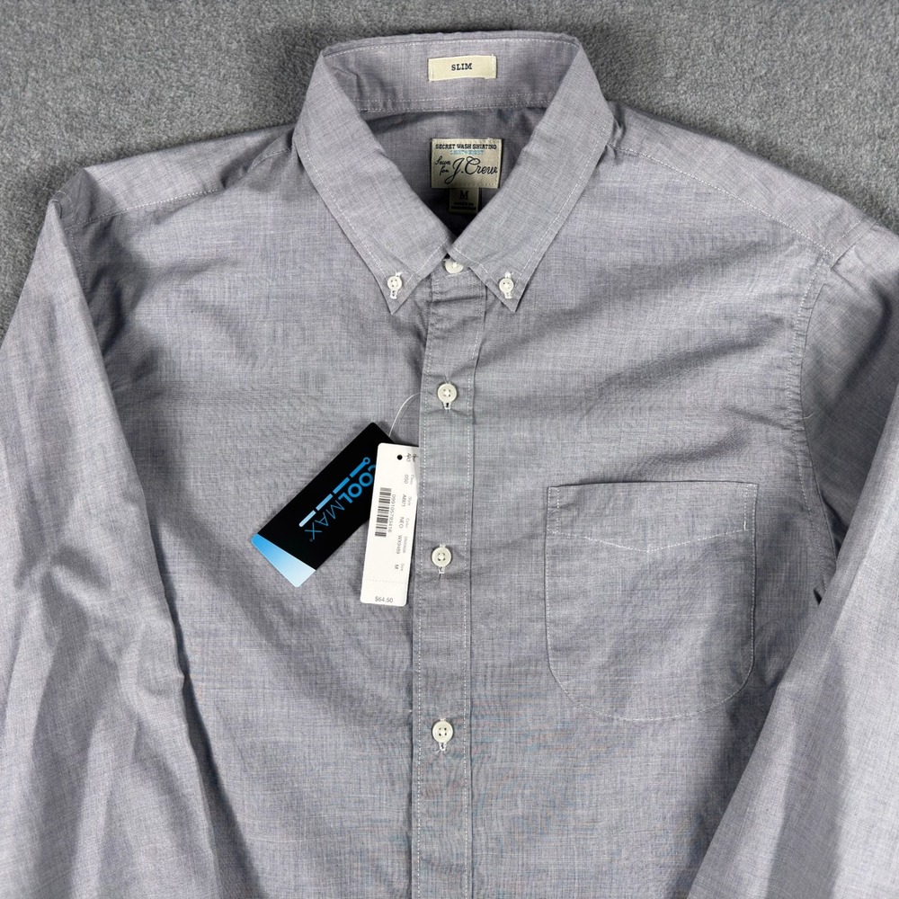 J.Crew Secret Wash Slim Fit Button Down Shirt Mens Medium Blue NWT